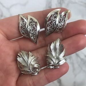 FINAL Vintage Silver Tone Leaf Feather Style